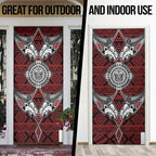 Red Aotearoa Taniko Motif Door Cover Vintage Maori New Zealand Tribal Art Pattern - Aussie Hoodie