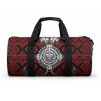 Red Aotearoa Taniko Motif Duffle Bag Vintage Maori New Zealand Tribal Art Pattern