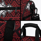 Red Aotearoa Taniko Motif Duffle Bag Vintage Maori New Zealand Tribal Art Pattern