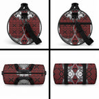 Red Aotearoa Taniko Motif Duffle Bag Vintage Maori New Zealand Tribal Art Pattern