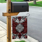 Red Aotearoa Taniko Motif Garden Flag Vintage Maori New Zealand Tribal Art Pattern