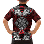 Red Aotearoa Tanilo Motif Hawaiian Shirt Vintage Maori New Zealand Tribal Art Pattern
