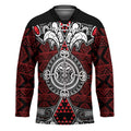 Red Aotearoa Taniko Motif Hockey Jersey Vintage Maori New Zealand Tribal Art Pattern - Aussie Hoodie