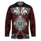 Red Aotearoa Taniko Motif Hockey Jersey Vintage Maori New Zealand Tribal Art Pattern - Aussie Hoodie