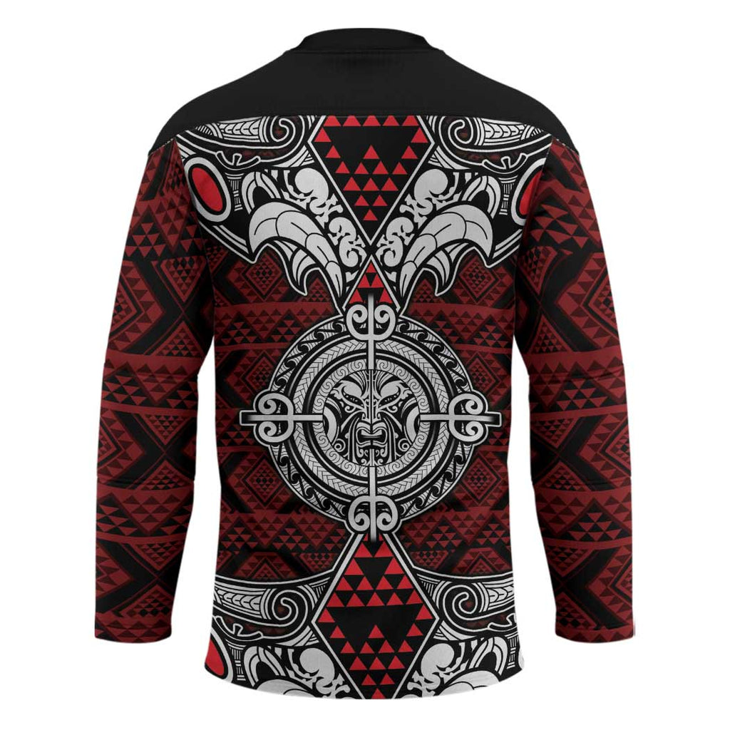 Red Aotearoa Taniko Motif Hockey Jersey Vintage Maori New Zealand Tribal Art Pattern - Aussie Hoodie