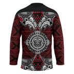 Red Aotearoa Taniko Motif Hockey Jersey Vintage Maori New Zealand Tribal Art Pattern - Aussie Hoodie