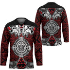 Red Aotearoa Taniko Motif Hockey Jersey Vintage Maori New Zealand Tribal Art Pattern - Aussie Hoodie
