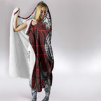Red Aotearoa Taniko Motif Hooded Blanket Vintage Maori New Zealand Tribal Art Pattern