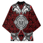 Red Aotearoa Taniko Motif Kimono Vintage Maori New Zealand Tribal Art Pattern - Aussie Hoodie