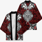 Red Aotearoa Taniko Motif Kimono Vintage Maori New Zealand Tribal Art Pattern - Aussie Hoodie