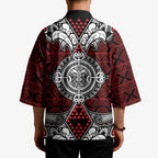 Red Aotearoa Taniko Motif Kimono Vintage Maori New Zealand Tribal Art Pattern - Aussie Hoodie