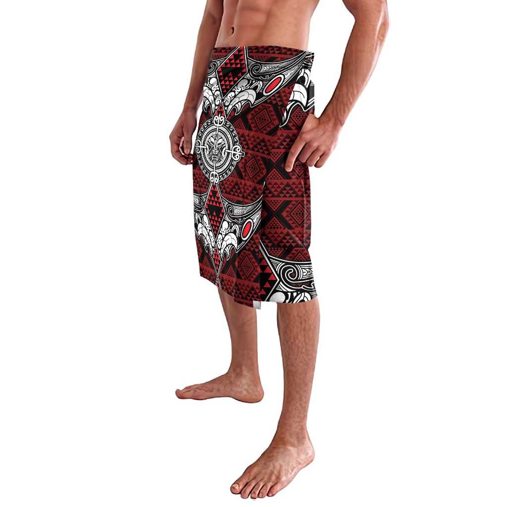 Red Aotearoa Tanilo Motif Lavalava Vintage Maori New Zealand Tribal Art Pattern