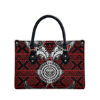 Red Aotearoa Taniko Motif Leather Bag Vintage Maori New Zealand Tribal Art Pattern - Aussie Hoodie