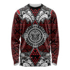 Red Aotearoa Tanilo Motif Long Sleeve Shirt Vintage Maori New Zealand Tribal Art Pattern