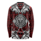 Red Aotearoa Tanilo Motif Long Sleeve Shirt Vintage Maori New Zealand Tribal Art Pattern