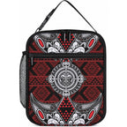 Red Aotearoa Taniko Motif Lunch Bag Vintage Maori New Zealand Tribal Art Pattern