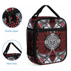 Red Aotearoa Taniko Motif Lunch Bag Vintage Maori New Zealand Tribal Art Pattern