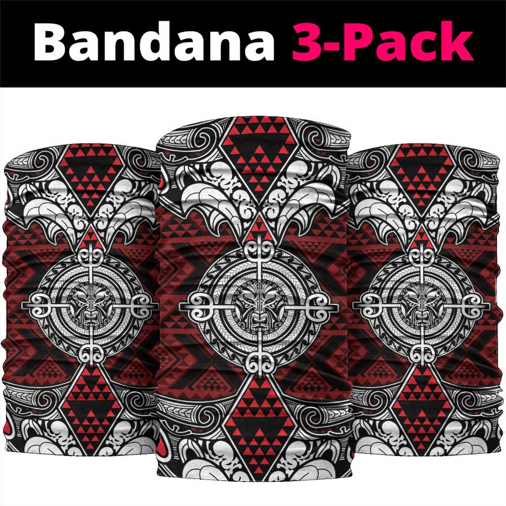 Red Aotearoa Taniko Motif Neck Gaiter Vintage Maori New Zealand Tribal Art Pattern - Aussie Hoodie