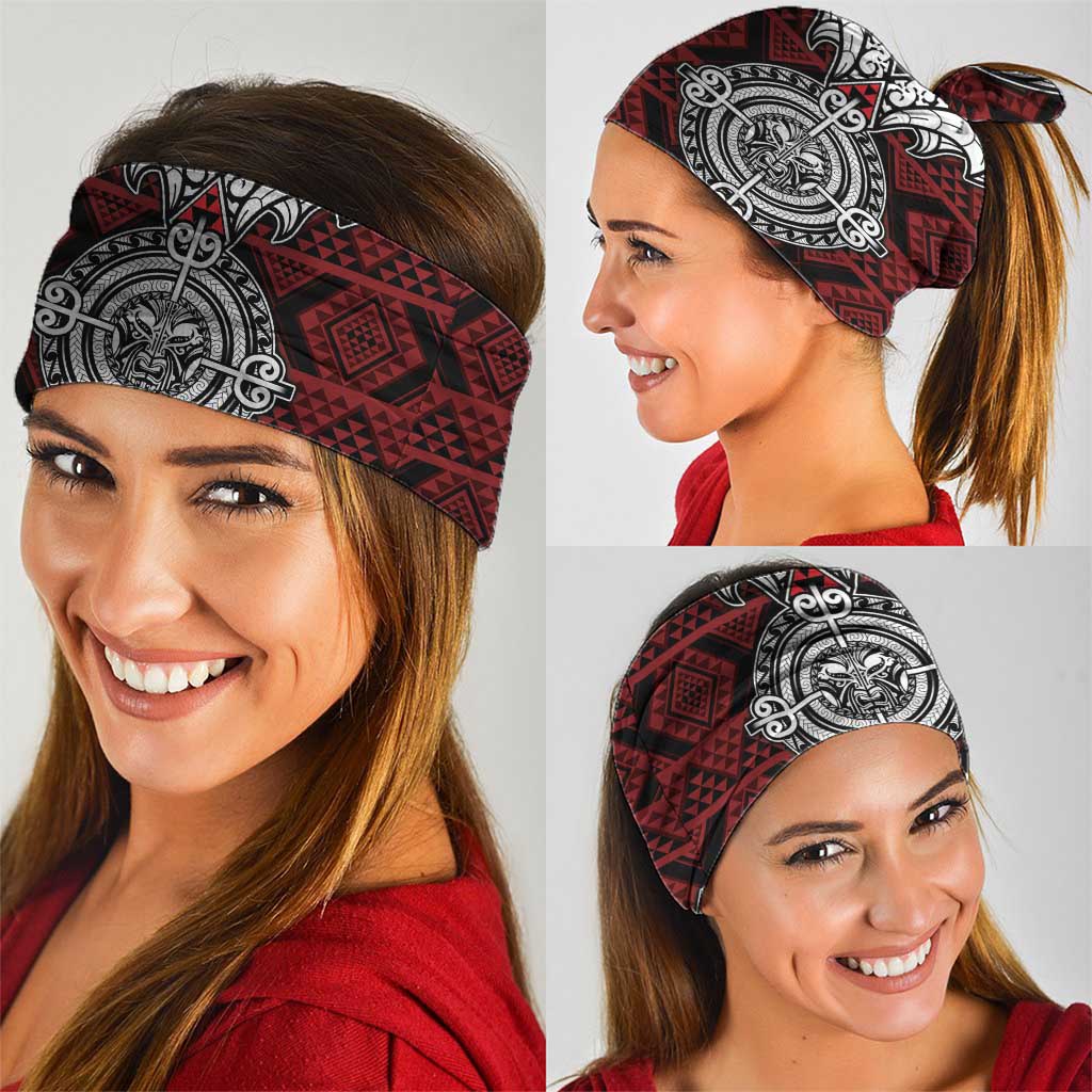Red Aotearoa Taniko Motif Neck Gaiter Vintage Maori New Zealand Tribal Art Pattern - Aussie Hoodie