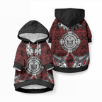 Red Aotearoa Taniko Motif Pet Hoodie Vintage Maori New Zealand Tribal Art Pattern