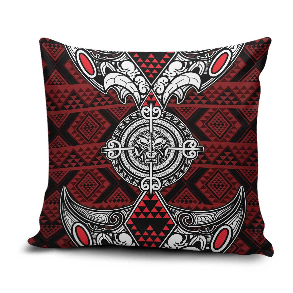 Red Aotearoa Taniko Motif Pillow Cover Vintage Maori New Zealand Tribal Art Pattern - Aussie Hoodie