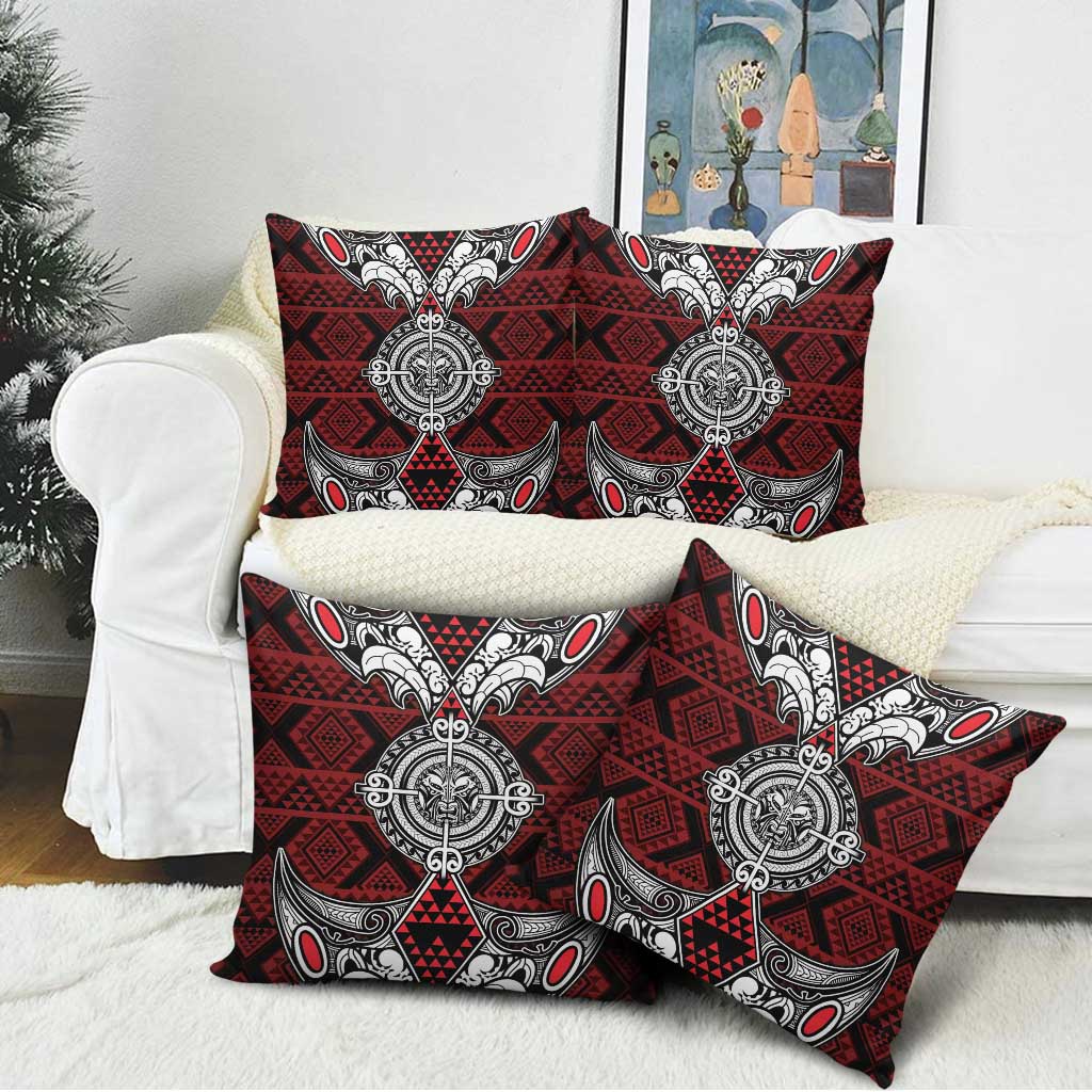 Red Aotearoa Taniko Motif Pillow Cover Vintage Maori New Zealand Tribal Art Pattern - Aussie Hoodie