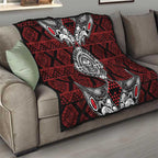 Red Aotearoa Taniko Motif Quilt Vintage Maori New Zealand Tribal Art Pattern