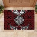 Red Aotearoa Taniko Motif Rubber Doormat Vintage Maori New Zealand Tribal Art Pattern
