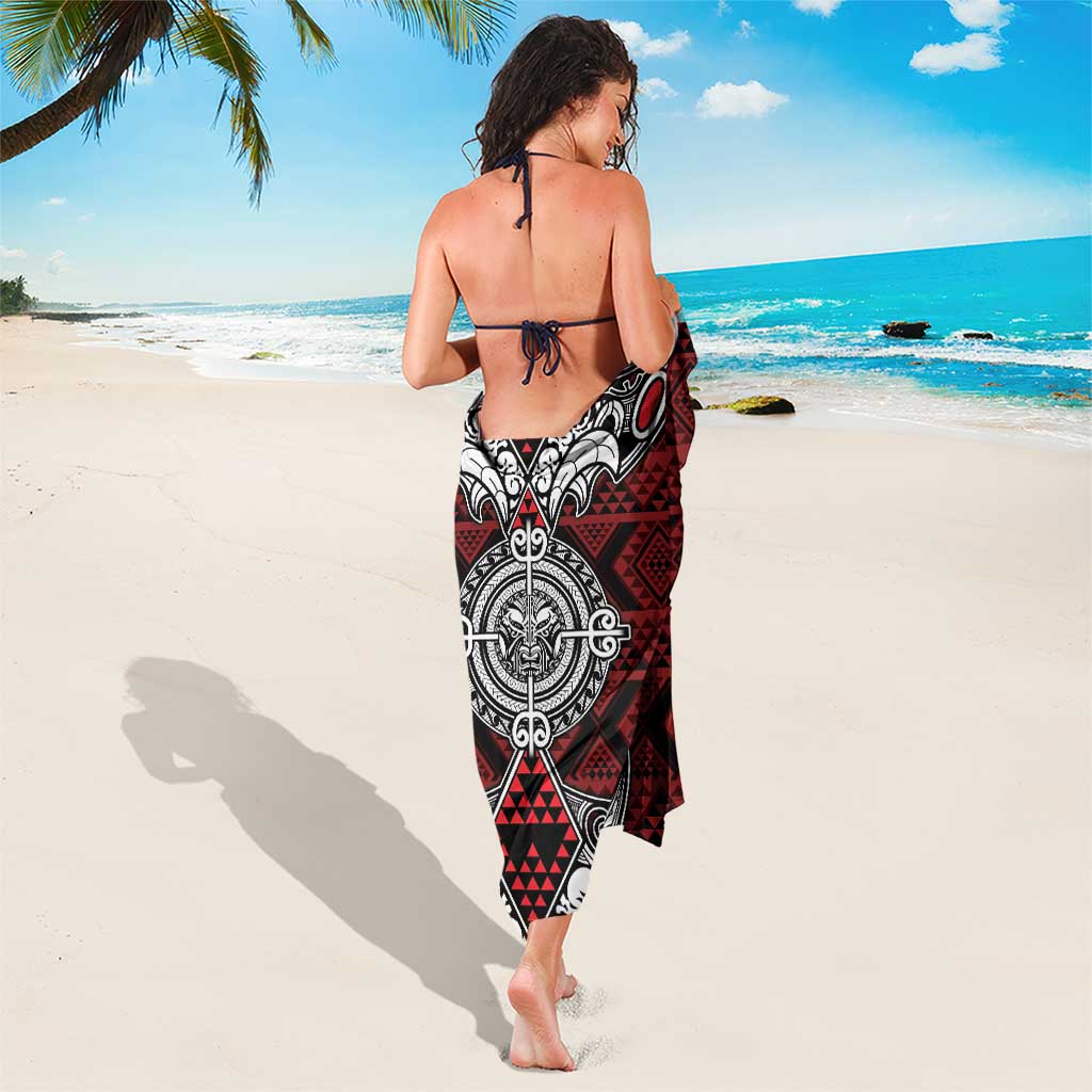 Red Aotearoa Taniko Motif Sarong Vintage Maori New Zealand Tribal Art Pattern