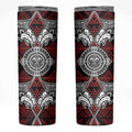 Red Aotearoa Taniko Motif Skinny Tumbler Vintage Maori New Zealand Tribal Art Pattern