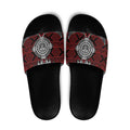 Red Aotearoa Taniko Motif Slide Sandals Vintage Maori New Zealand Tribal Art Pattern - Aussie Hoodie
