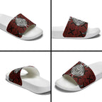 Red Aotearoa Taniko Motif Slide Sandals Vintage Maori New Zealand Tribal Art Pattern - Aussie Hoodie