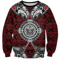 Red Aotearoa Tanilo Motif Sweatshirt Vintage Maori New Zealand Tribal Art Pattern