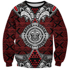 Red Aotearoa Tanilo Motif Sweatshirt Vintage Maori New Zealand Tribal Art Pattern
