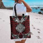 Red Aotearoa Taniko Motif Tote Bag Vintage Maori New Zealand Tribal Art Pattern - Aussie Hoodie