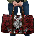 Red Aotearoa Taniko Motif Travel Bag Vintage Maori New Zealand Tribal Art Pattern - Aussie Hoodie