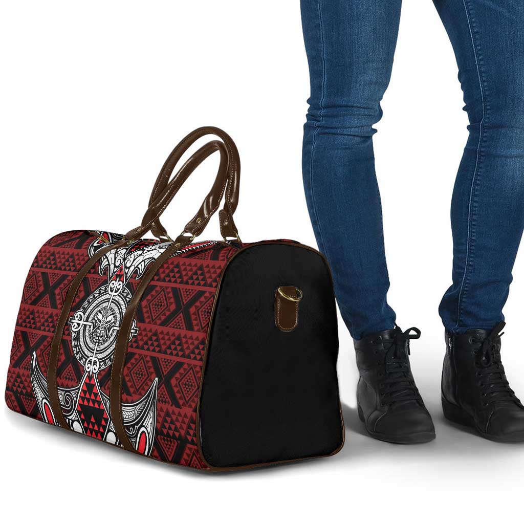 Red Aotearoa Taniko Motif Travel Bag Vintage Maori New Zealand Tribal Art Pattern - Aussie Hoodie