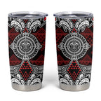 Red Aotearoa Taniko Motif Tumbler Cup Vintage Maori New Zealand Tribal Art Pattern