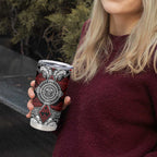 Red Aotearoa Taniko Motif Tumbler Cup Vintage Maori New Zealand Tribal Art Pattern