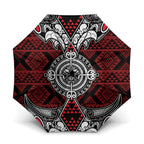 Red Aotearoa Taniko Motif Umbrella Vintage Maori New Zealand Tribal Art Pattern - Aussie Hoodie