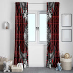 Red Aotearoa Taniko Motif Window Curtain Vintage Maori New Zealand Tribal Art Pattern