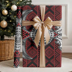 Red Aotearoa Taniko Motif Wrapping Paper Vintage Maori New Zealand Tribal Art Pattern - Aussie Hoodie