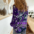 Storm Rugby Women Casual Shirt Melbourne Boomerang Indigenous Dots LT9