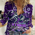 (Custom Personalised) Storm Rugby Women Casual Shirt Melbourne Boomerang Indigenous Dots LT9