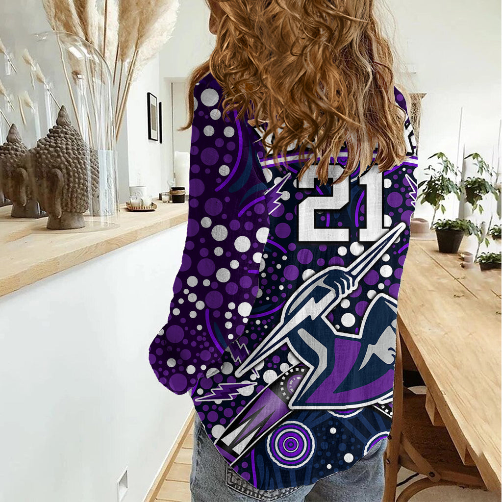 (Custom Personalised) Storm Rugby Women Casual Shirt Melbourne Boomerang Indigenous Dots LT9