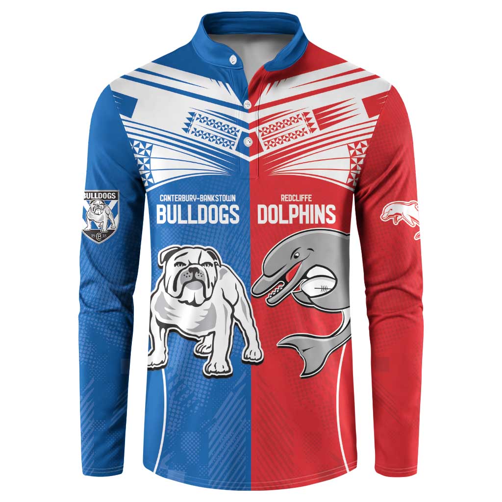 NRL Bulldogs and Dolphins Button Sweatshirt Sporty Style