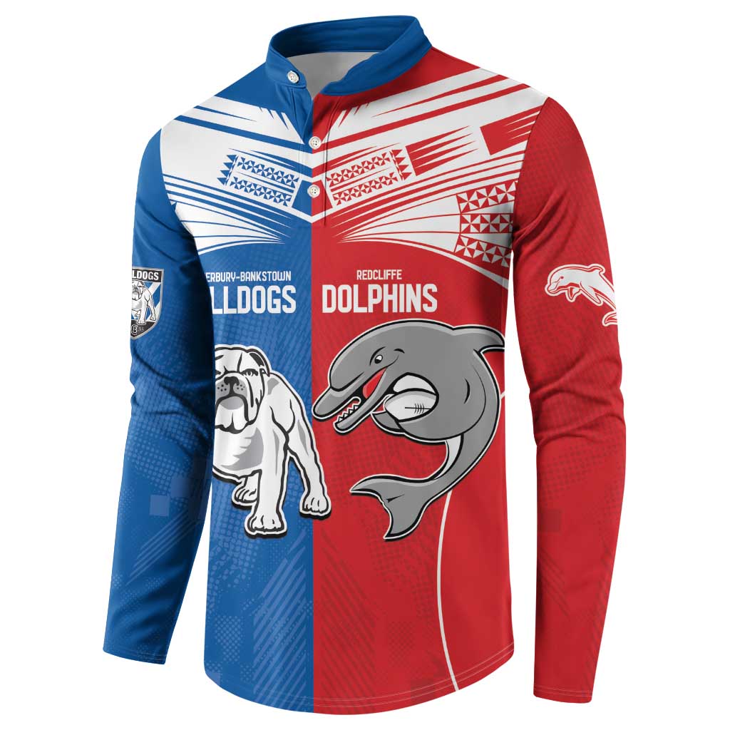 NRL Bulldogs and Dolphins Button Sweatshirt Sporty Style