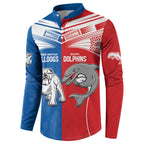 NRL Bulldogs and Dolphins Button Sweatshirt Sporty Style