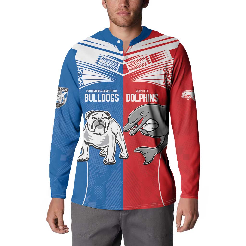 NRL Bulldogs and Dolphins Button Sweatshirt Sporty Style