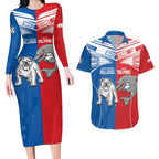NRL Bulldogs and Dolphins Couples Matching Long Sleeve Bodycon Dress and Hawaiian Shirt Sporty Style
